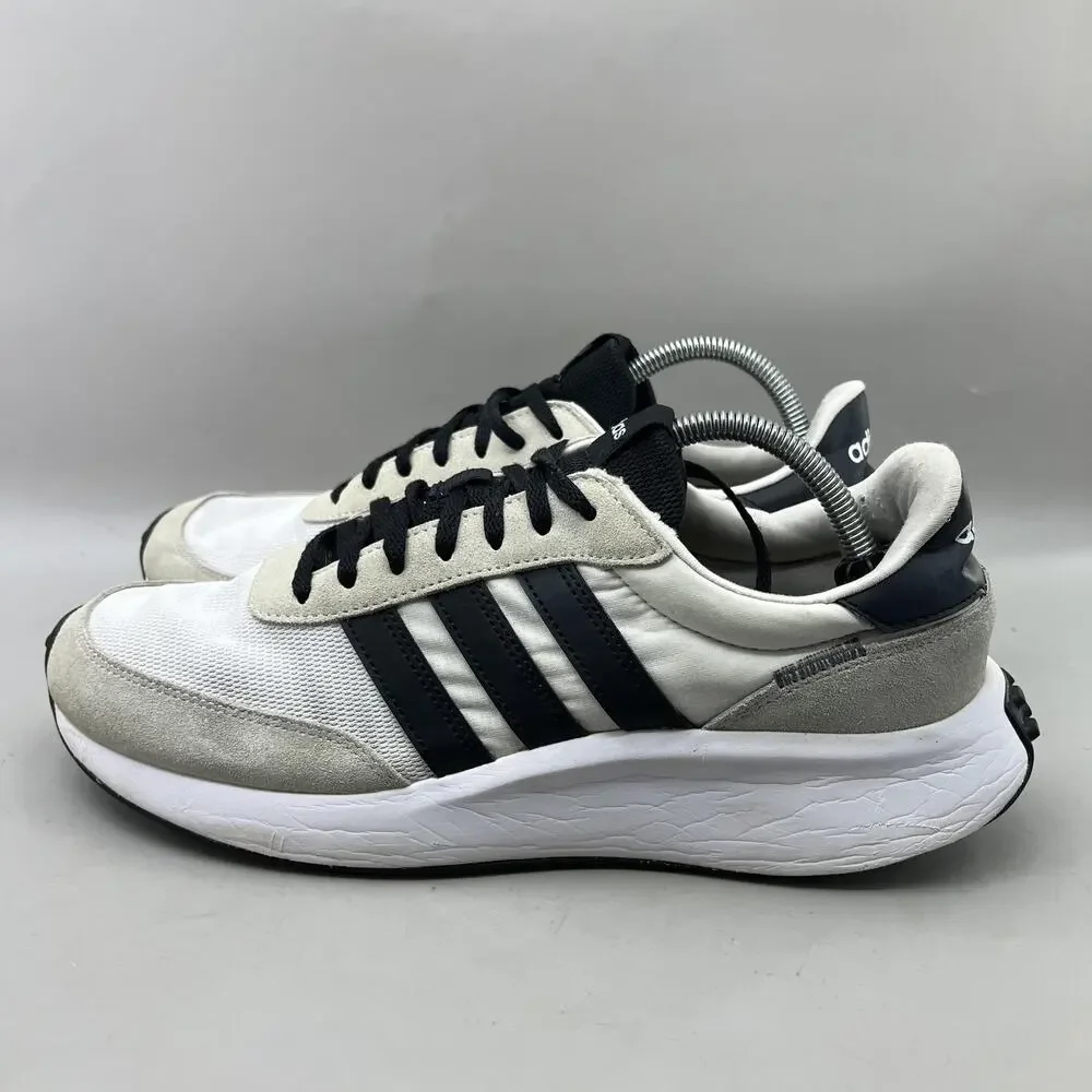 adidas Run 70s Running Shoes Men Size 10.5 White Black Comfort Low Top Sneakers
